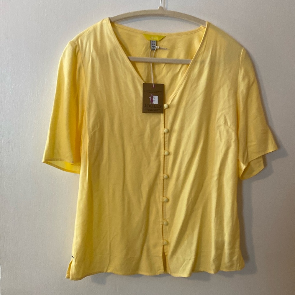 NWT Joules soft yellow blouse
